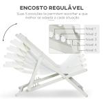 Conjunto de 2 Espreguiçadeiras Dobráveis de Alumínio com Encosto Ajustável em 5 Posições e Apoio de Cabeça 60x100x85 cm Branco