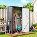 Abrigo de Jardim 1,34m² 161,5x94,5x196 cm Abrigo de Exterior de Aço Galvanizado com Porta e Fechadura Preto