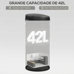 Caixote do Lixo Automático para Cozinha 42 L com Sensor Infravermelho, Fecho Automático e Aço Inoxidável Preto