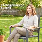 Conjunto de Mesa e Cadeiras de Jardim de 7 Peças Móveis de Jardim para Exterior com Mesa de Plástico PSPC 6 Cadeiras Empilháveis Cinza Escuro