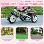 Triciclo para Bebés Evolutivo com Capota Dobrável Guiador Telescópico e Removível Bolsa e Porta - Garrafas 102x49x102 cm Rosa