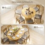 Mesa de Refeição Extensível Redonda para 6 - 8 Pessoas com Base Estriada para Sala de Estar 110 - 150x110x75 cm Madeira