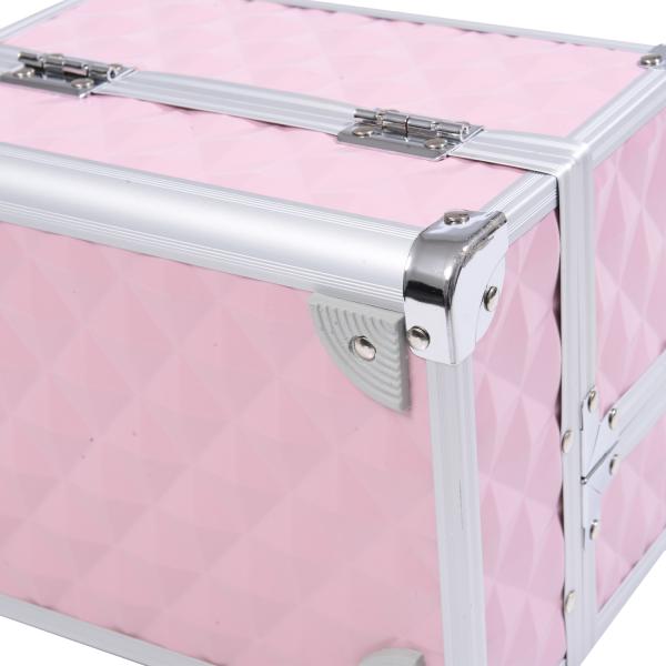 Estojo de Maquilhagem Organizador Cosméticos Profissional 20x15x15cm rosa