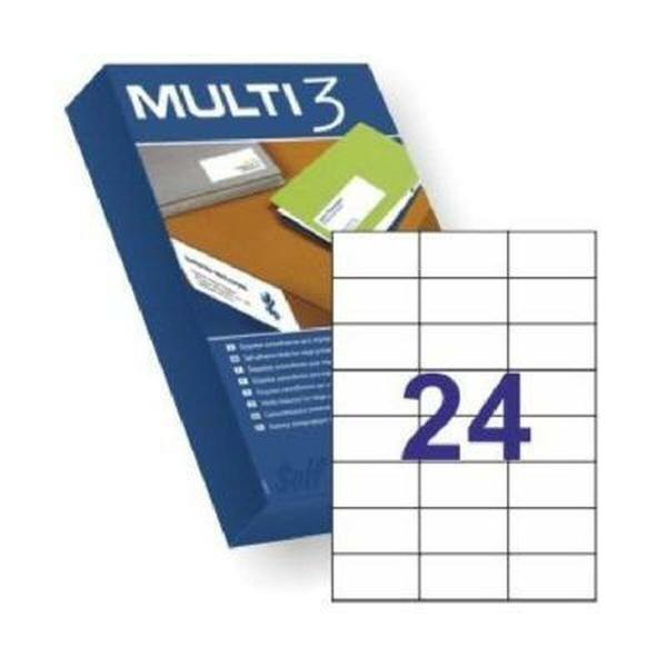 Etiquetas adesivas MULTI 3 Branco Reto 500 Folhas 70 x 37 mm (24 Unidades)