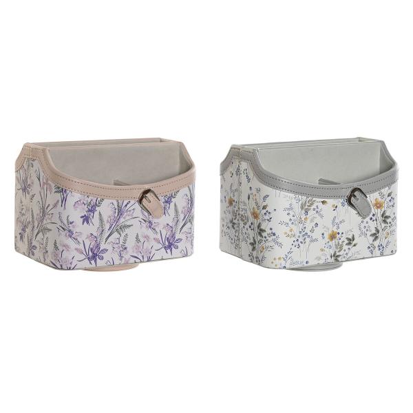 Suporte para comandos DKD Home Decor Branco Cinzento Lilás Rosa Claro 2 Unidades