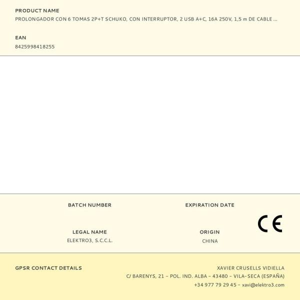 Extensão com 6 Tomadas com Interruptor EDM 41825 Branco 3680 W 250 V 30 W (1,5 m)