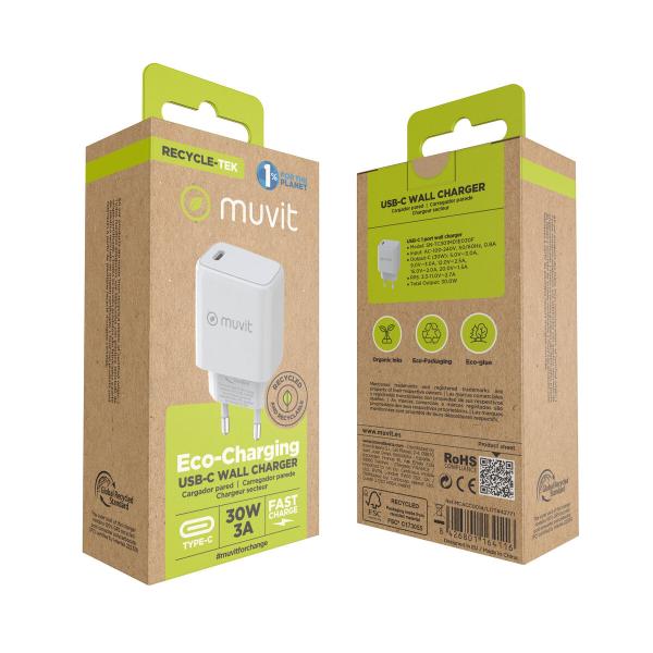 Carregador de Parede Muvit MCACC0014 Branco 30 W