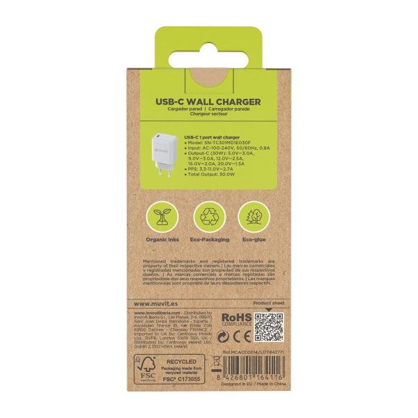 Carregador de Parede Muvit MCACC0014 Branco 30 W