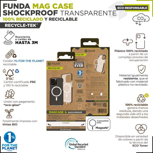 Capa para Telemóvel Muvit for Change iPhone 15 Pro Max Clear Magnética