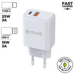Carregador de Parede Muvit for Change MC-215 Branco 18 W 25 W