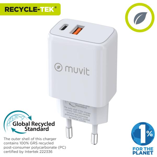 Carregador de Parede Muvit for Change MC-215 Branco 18 W 25 W