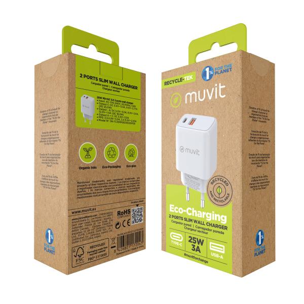 Carregador de Parede Muvit for Change MC-215 Branco 18 W 25 W