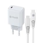 Carregador de Parede + Cabo USB-C Muvit for Change Branco