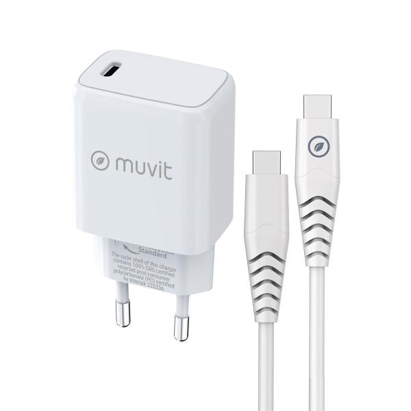 Carregador de Parede + Cabo USB-C Muvit for Change Branco