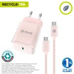 Carregador de Parede + Cabo USB-C Muvit for Change  Glass GaN Cor de Rosa