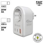 Carregador de Parede Muvit for Change 851DQ-DE Branco 20 W