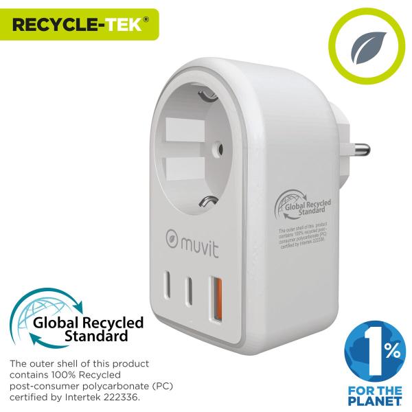 Carregador de Parede Muvit for Change 851DQ-DE Branco 20 W