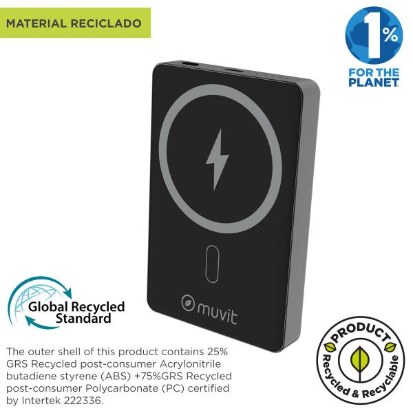 Powerbank Muvit for Change Preto Alumínio 10000 mAh