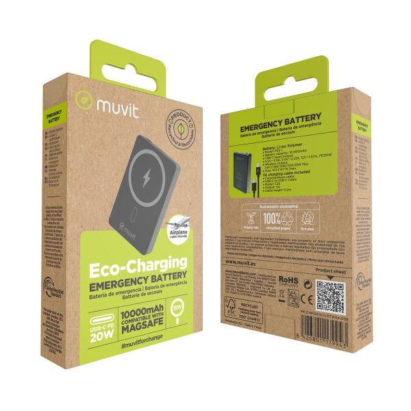 Powerbank Muvit for Change Preto Alumínio 10000 mAh