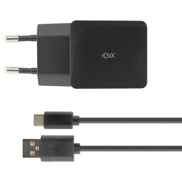 Carregador de Parede + Cabo USB A para USB C KSIX USB Preto