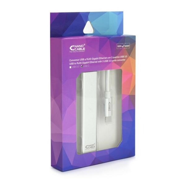 Conversor USB 3.0 para Gigabit Ethernet NANOCABLE 10.03.0404 Prateado