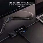 Adaptador USB-C para VGA/HDMI/DVI NANOCABLE 10.16.4301-ALL Preto 20 cm