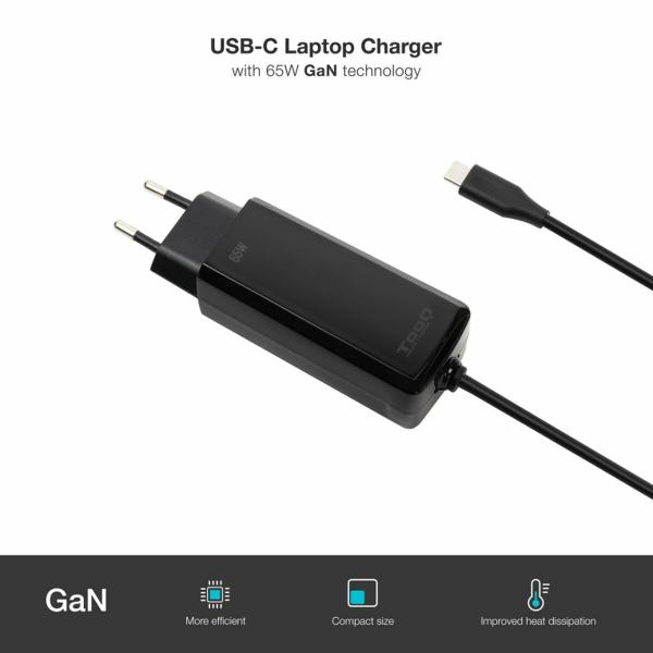 Carregador para Portátil TooQ GAN USB-C PD 65W Cúbico 65 W