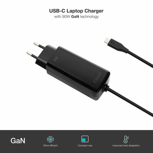 Carregador para Portátil TooQ GAN USB-C PD 90W Cúbico 90 W