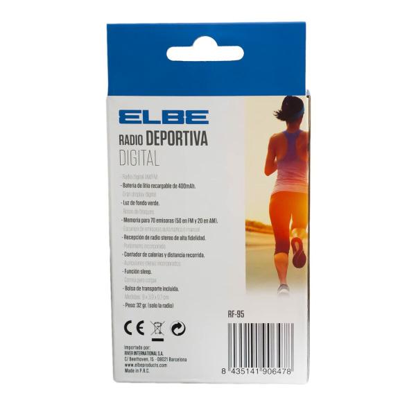 Rádio Portátil ELBE RF-95 Cinzento escuro Desportiva AM/FM