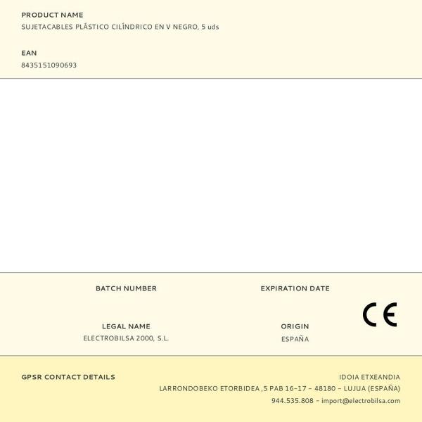 Suporte de cabos F-line Preto Plástico 5 Unidades