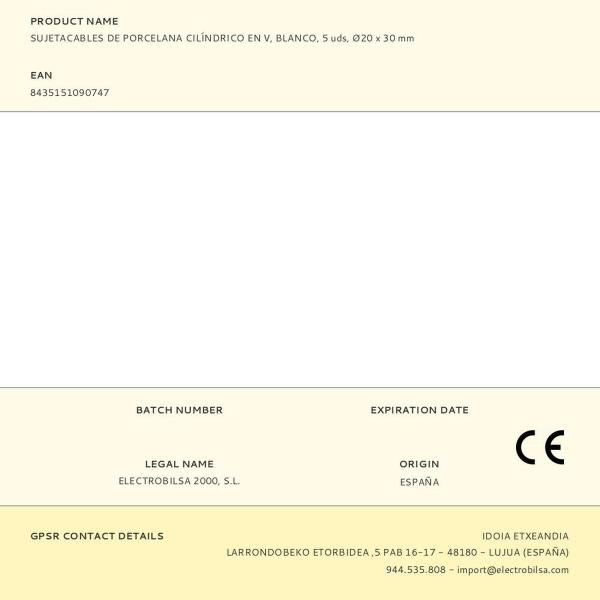 Suporte de cabos F-line Branco Porcelana 5 Unidades