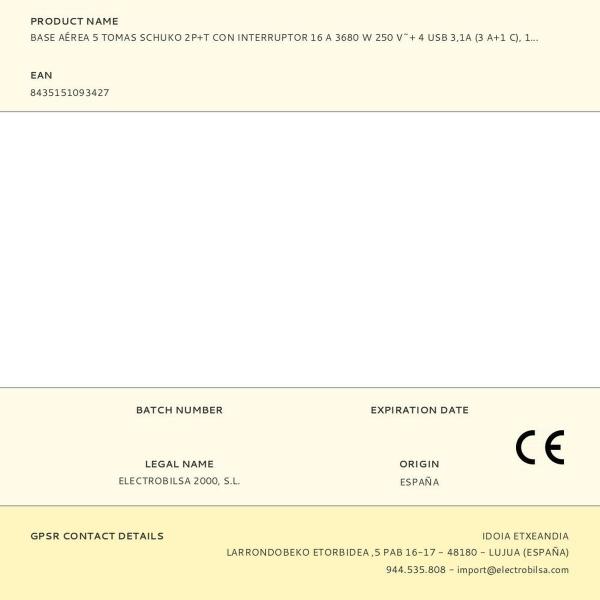 Extensão com 5 Tomadas com Interruptor Fbright Branco 3680 W (1,5 m)