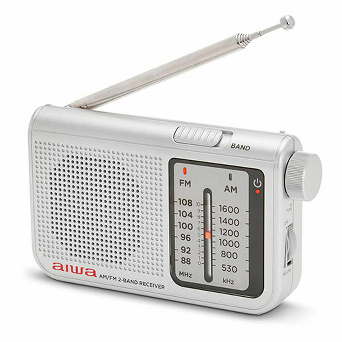 Rádio Portátil Aiwa RS55SL Branco Prateado