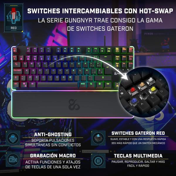Teclado Newskill NS-KB-GUNGNYR-GAT-RE Qwerty espanhol QWERTY Preto
