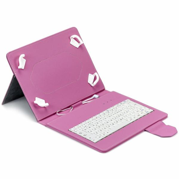 Teclado Bluetooth com Suporte para Táblete Maillon Technologique MTKEYUSBPINK Cor de Rosa Qwerty espanhol