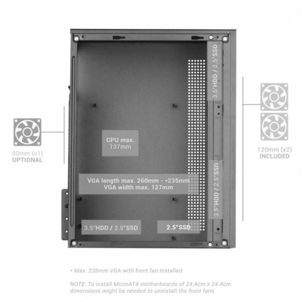 Caixa Semitorre ATX Mars Gaming MCCOREW Branco Preto