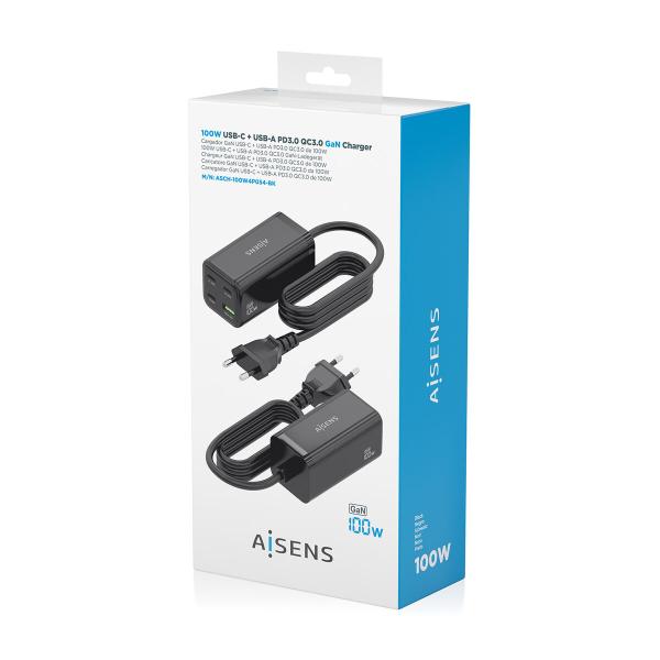Carregador de Parede Aisens GAN Preto 100 W