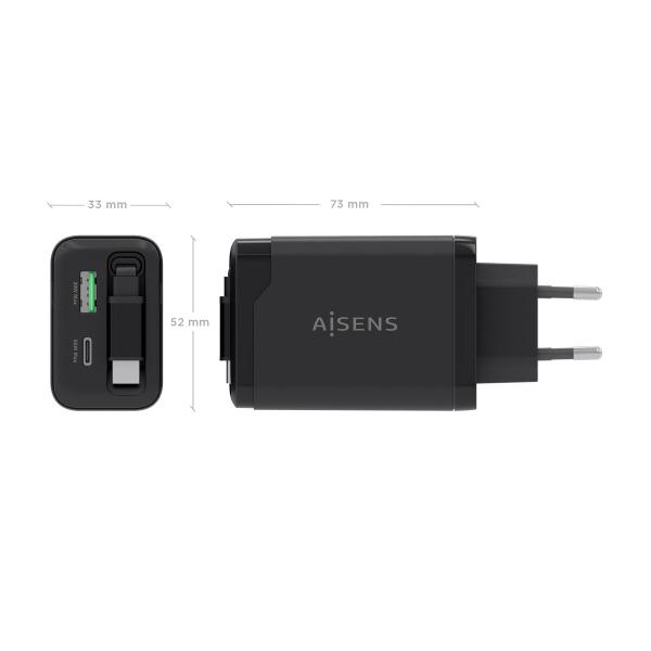 Carregador de Parede Aisens ASCH-65W3P071-BK Preto