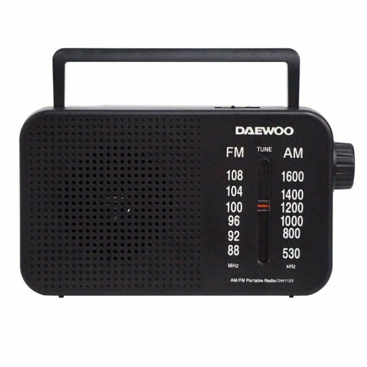 Rádio Portátil Daewoo DW1123 Preto AM/FM Retro