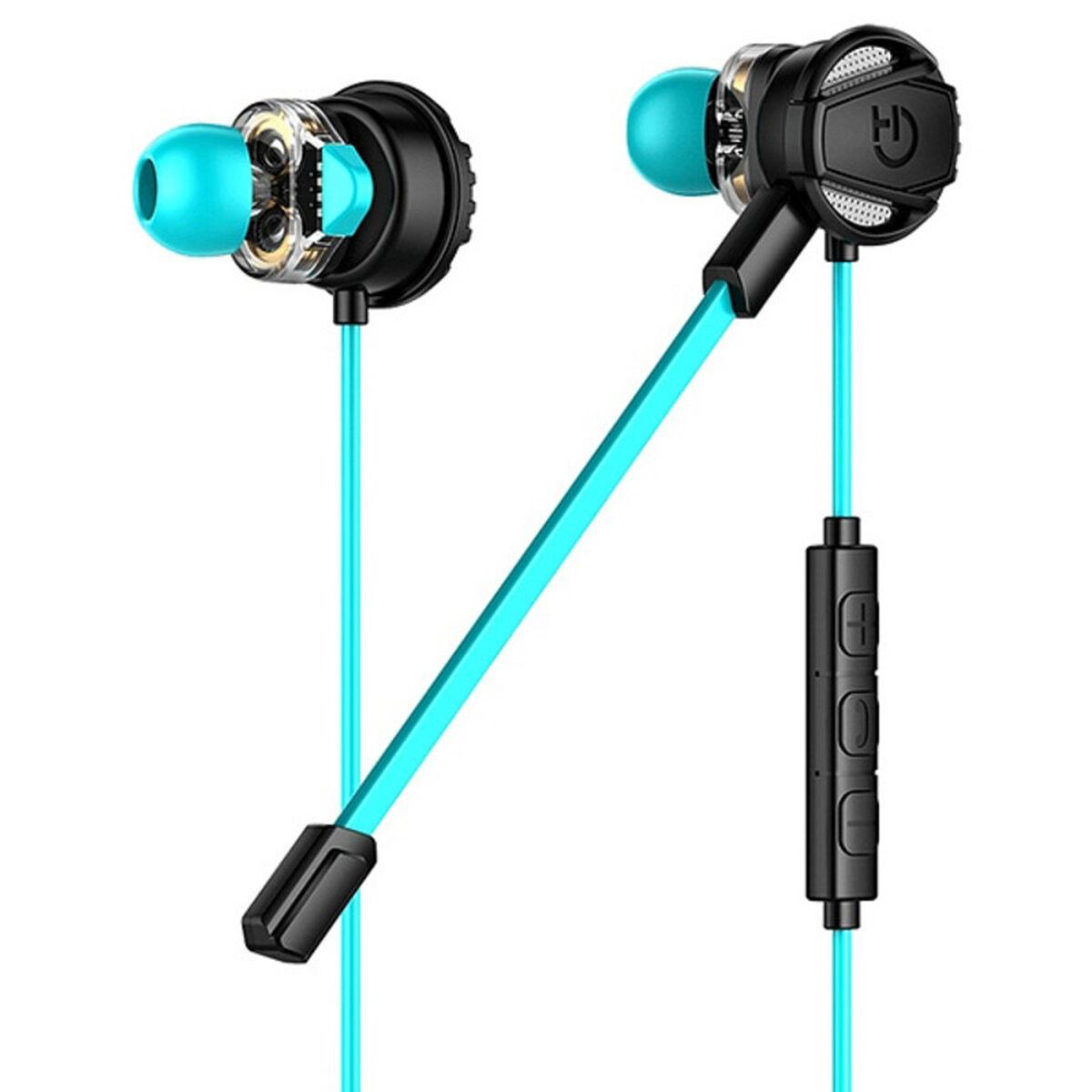 Auriculares com microfone para Vídeojogos Hiditec GHE010002 (3.5 mm) Preto Azul