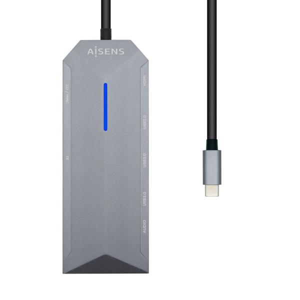 Hub USB Aisens ASUC-9P001-GR Cinzento 100 W