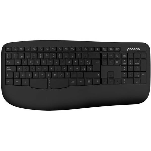 Teclado sem Fios Phoenix K201 Preto Qwerty espanhol