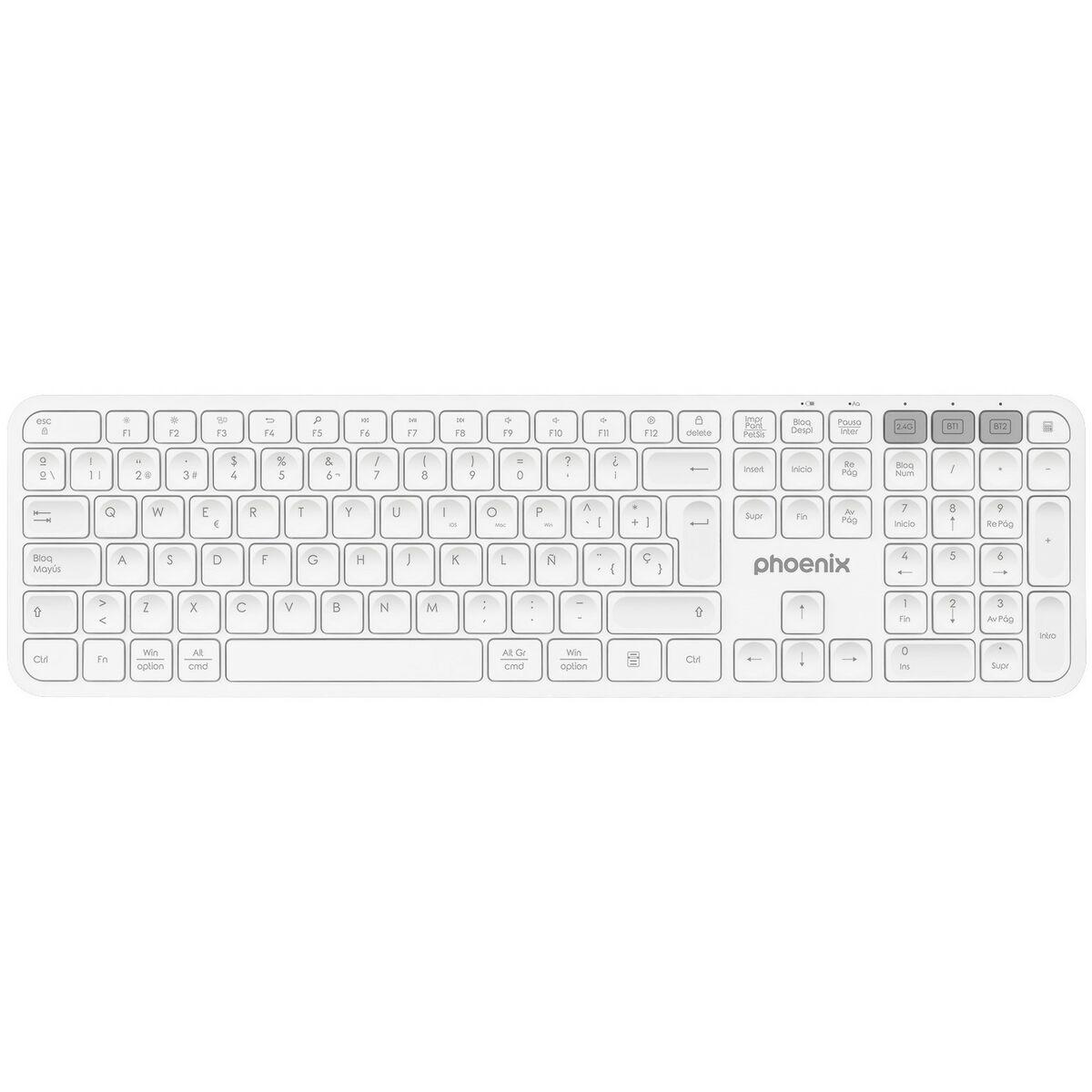 Teclado Bluetooth Phoenix K300 Branco Qwerty espanhol