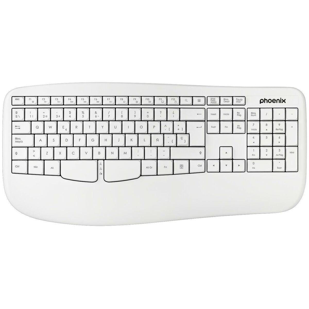 Teclado sem Fios Phoenix K201 Branco Qwerty espanhol