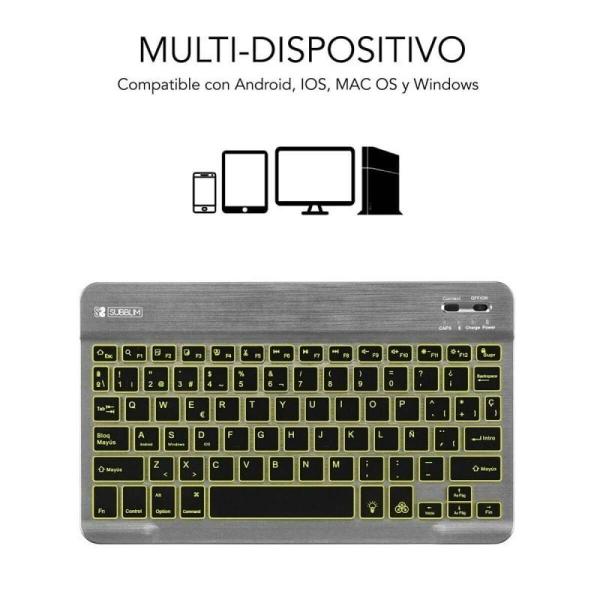 Teclado Bluetooth Subblim SUB-KBT-SMBL31 Cinzento Qwerty espanhol