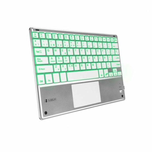Teclado Bluetooth com Suporte para Táblete Subblim SUB-KBT-SMBT50 Prateado Qwerty espanhol QWERTY