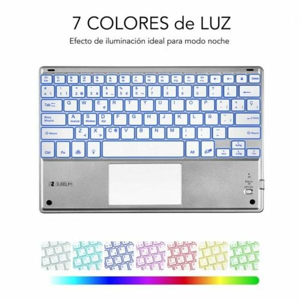 Teclado Bluetooth com Suporte para Táblete Subblim SUB-KBT-SMBT50 Prateado Qwerty espanhol QWERTY