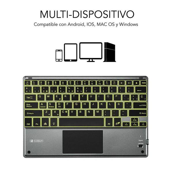 Teclado Bluetooth com Suporte para Táblete Subblim SUB-KBT-SMBT51 Cinzento Multicolor Qwerty espanhol