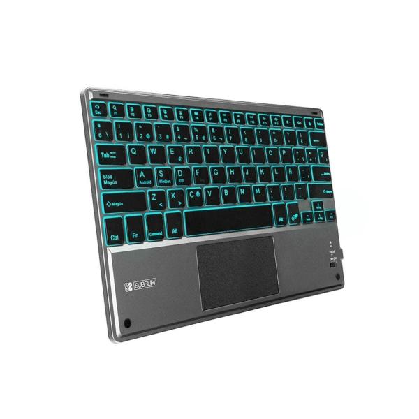 Teclado Bluetooth com Suporte para Táblete Subblim SUB-KBT-SMBT51 Cinzento Multicolor Qwerty espanhol