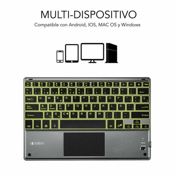 Teclado Bluetooth com Suporte para Táblete Subblim SUB-KBT-SMBT51 Cinzento Multicolor Qwerty espanhol